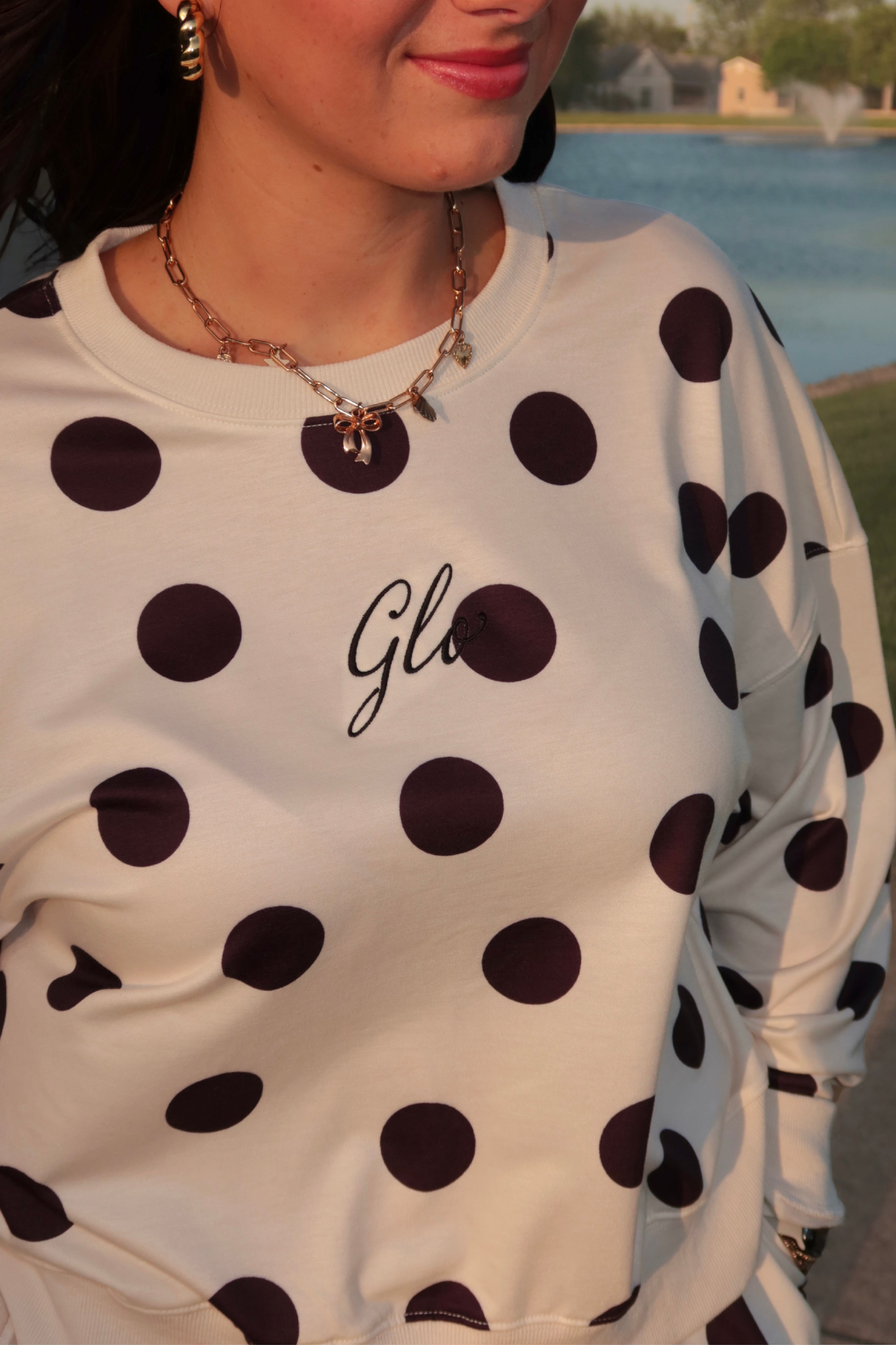 The Pretty In Polka Dot Crewneck - Black and White