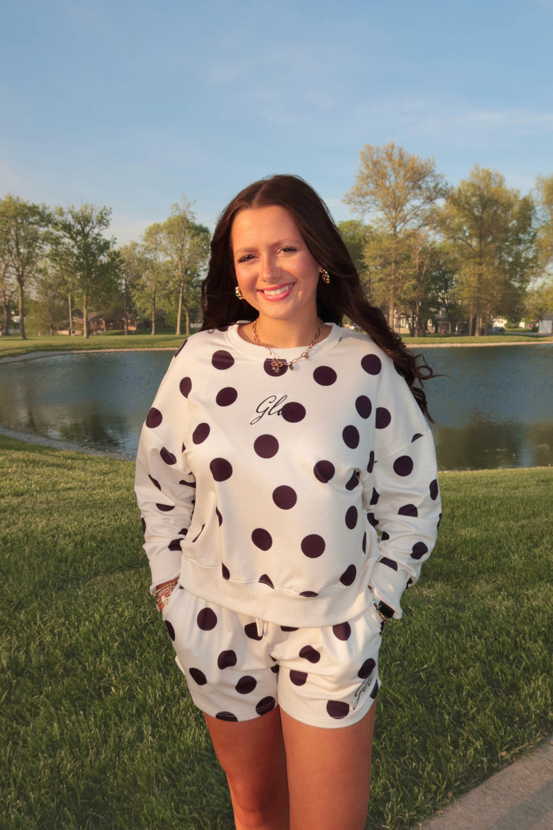 The Pretty In Polka Dot Crewneck - Black and White