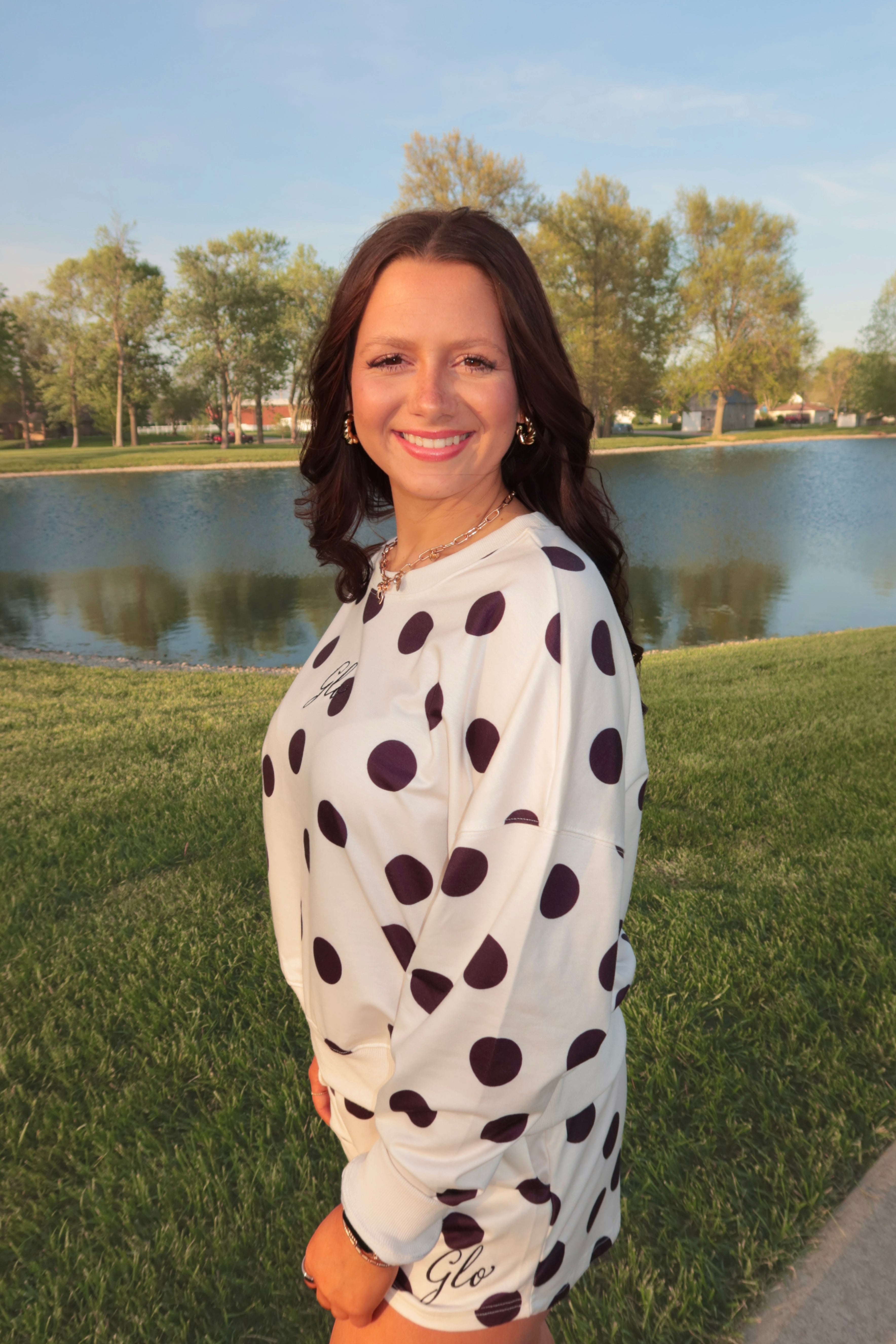 The Pretty In Polka Dot Crewneck - Black and White